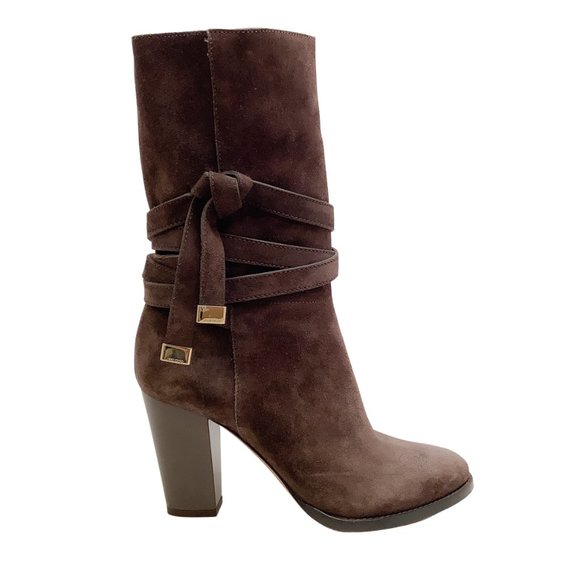Jimmy Choo Chocolate Brown Suede Tie Detail Ankle Boots/Booties - Picture 2 of 6